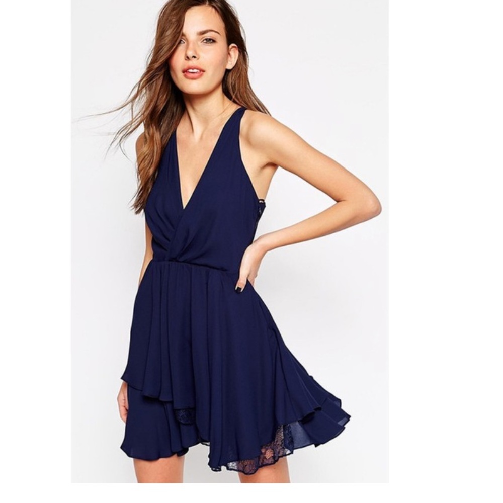 BCBGeneration Sexy Blue Ruffle Cocktail Dress